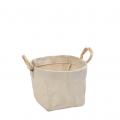 CANVAS PLANTER WITH RATTAN RING HANDLE
