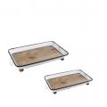 METAL TRAY WITH WOOD SET/2