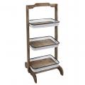 3 TIER METAL TRAY WITH WOOD