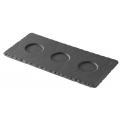 BASALT TRAY WITH 3 INDENTS 25X12CM