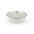 REVOLUTION 2 WHITE WITH GLASS OVAL COCOTTE 12.75''/32.5cm 3500ML