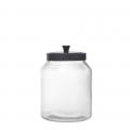 GLASS JAR WITH BLACK METAL LID L 14,5X14,5X23CM