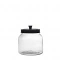 GLASS JAR WITH BLACK METAL LID M 14,5X14,5X19CM