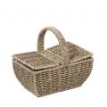 SYNTH. RATTAN  BASKET WITH COVER 21X14X19CM