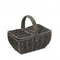 SYNTH. RATTAN  BASKET WITH COVER 21X14X19CM
