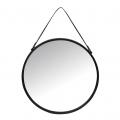 WALL METAL MIRROR WITH PU HANDLE 55CM