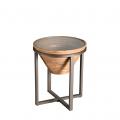 WOODEN SIDE TABLE ROUND WITH TEMPERED GLASS AND METAL BASE 46X46X55,5CM