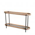 WOODEN CONSOLE RECT. WITH TEMPERED GLASS AND METAL BASE 131X36X81CM