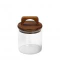 BOROSILICATE GLASS JAR WITH BAMBOO WOODEN LID 550CC D10X14,5CM